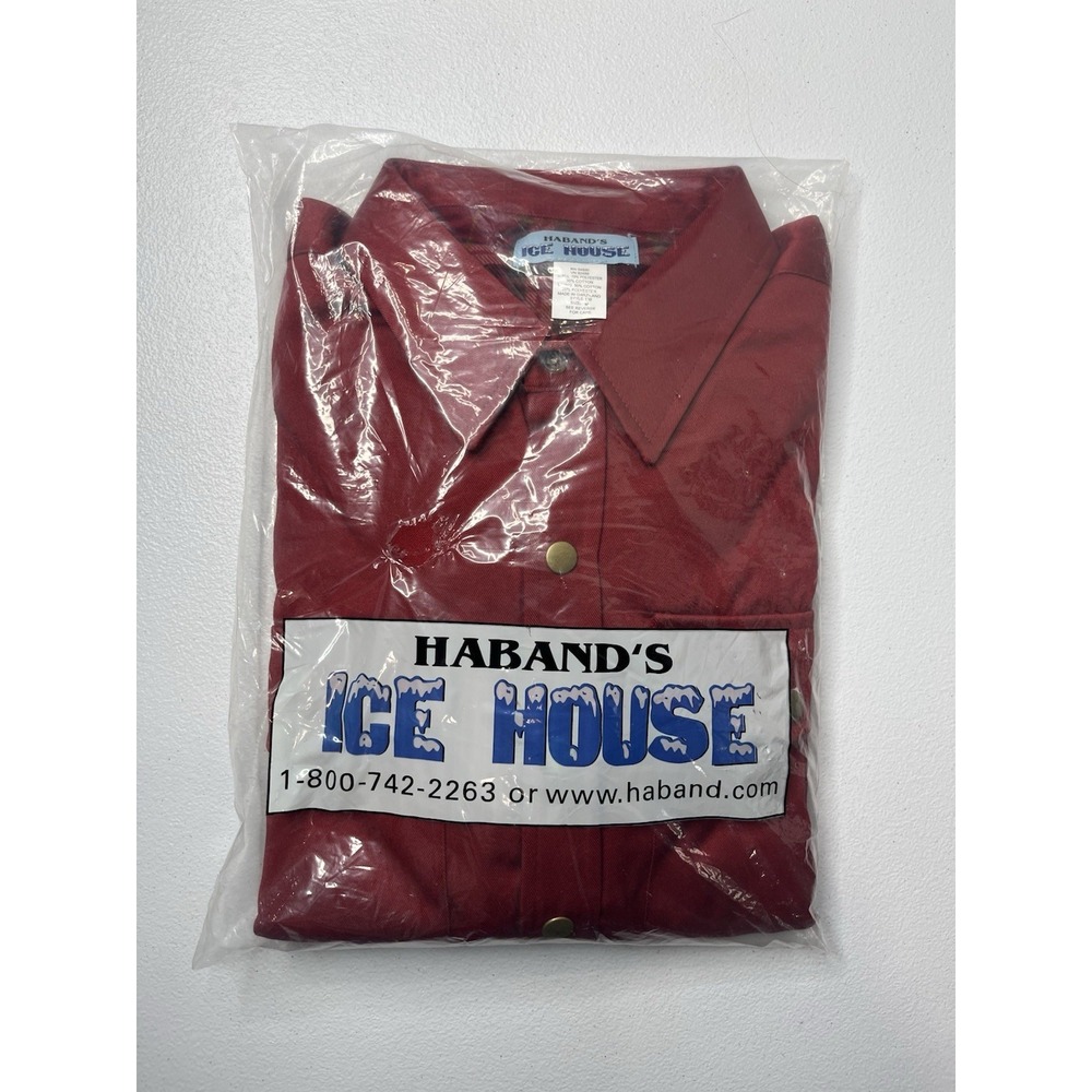 Haband's Ice House Red‎ Shirt Flannel Lined Size Med Double Pocket